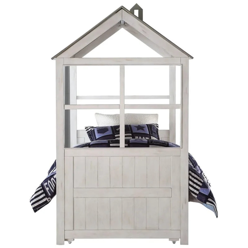 Twin Bed in Weathered White and Washed Gray Z362