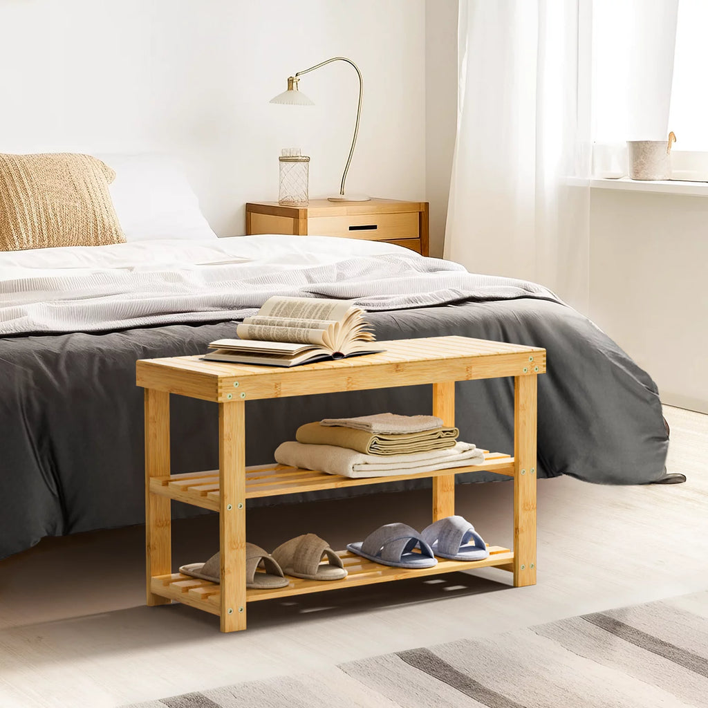 3 Tier Bamboo Shoe Bench Storage Rack D3555