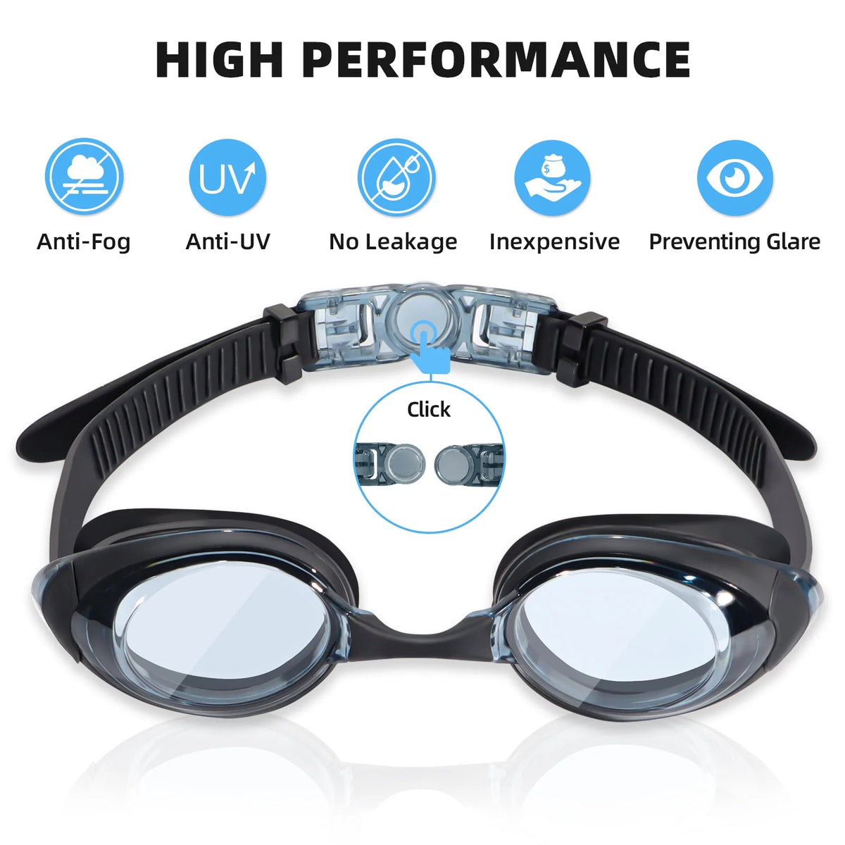 Swim Goggle Anti-Fog No Leak with 3 Nose Pieces P86190