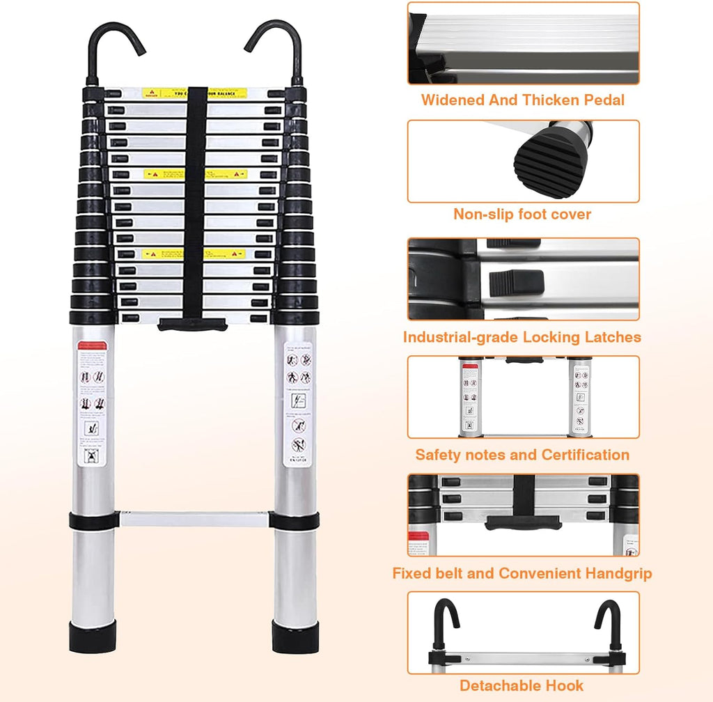 20 FT Aluminum Telescoping Ladder, Black R40192