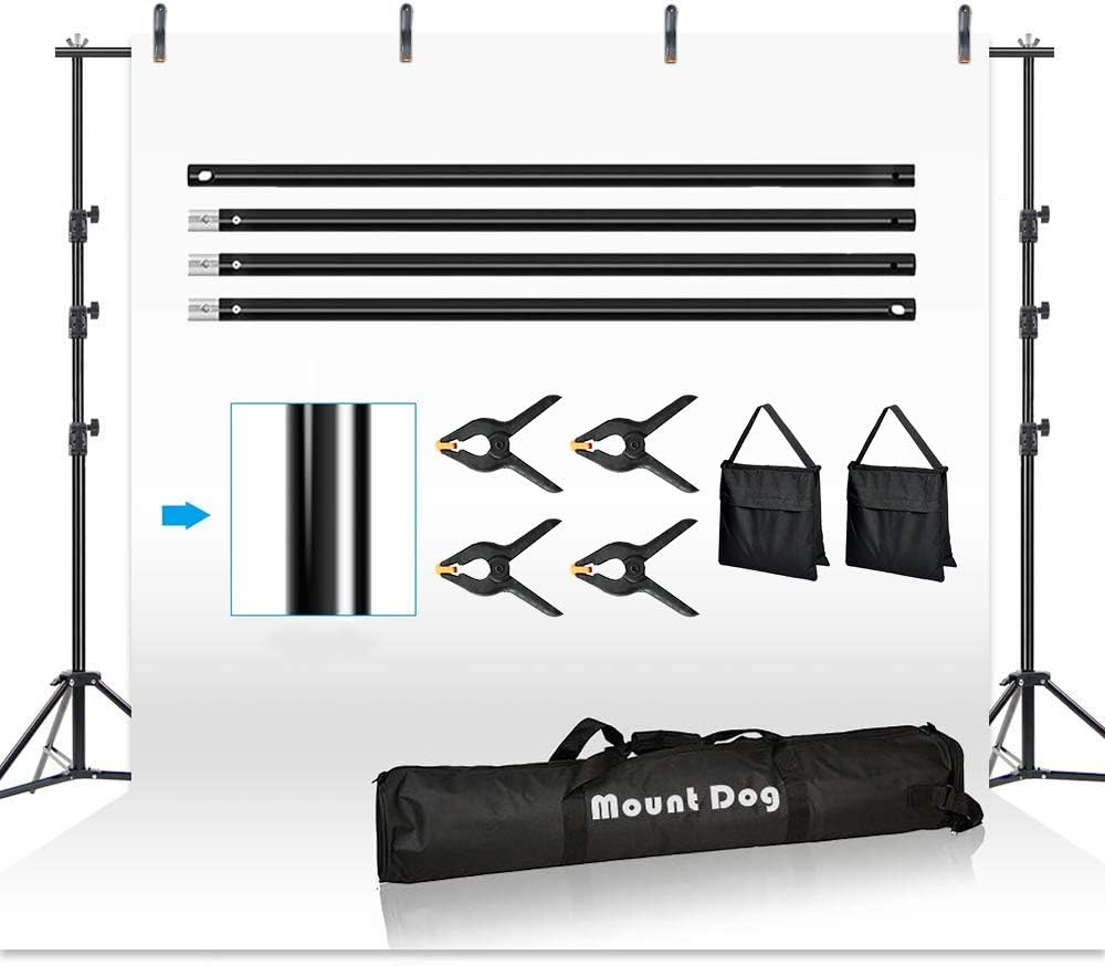 10FT Adjustable Photography Backdrop Support System with Clamps, Sandbags, and Carrying Bag N50645