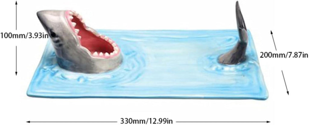 Shark Ceramic Sushi Plate with Soy Sauce Bowl and Chopstick Holder L7256