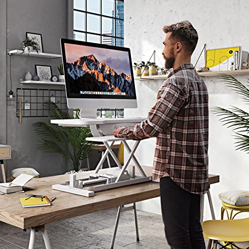 48 Inch Electric Height Adjustable Standing Desk Converter with Keyboard Tray K218467