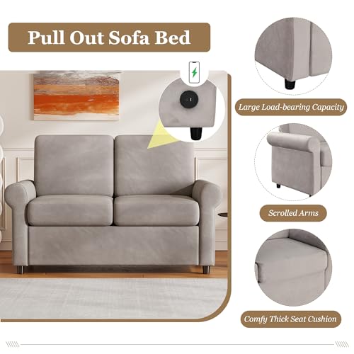 Black 3-in-1 Convertible Sleeper Sofa Bed with Adjustable Backrest D22627