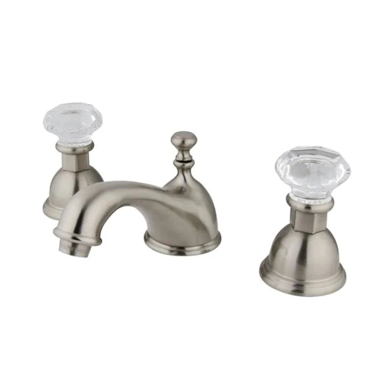 Satin Nickel Widespread Lavatory Faucet with Crystal Handle J61106