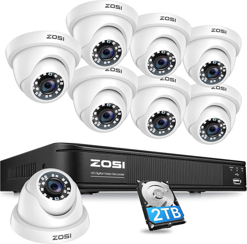 1080P 8 Channel Security Camera System with 8 Dome Cameras T422