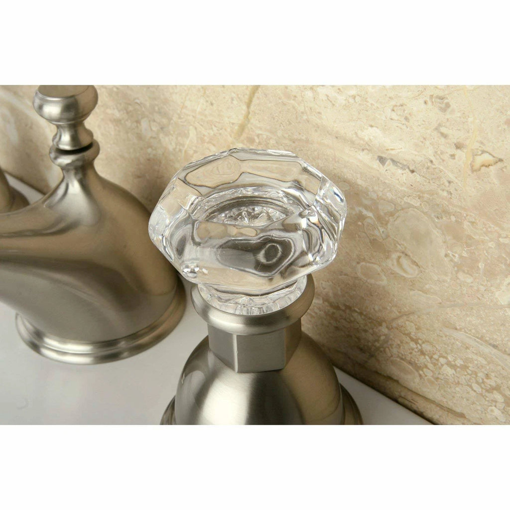 Satin Nickel Widespread Lavatory Faucet with Crystal Handle J61106
