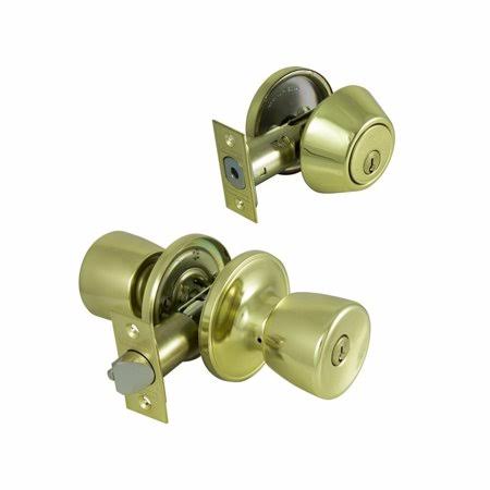 Keyed Entry and Single Cylinder Deadbolt Polished Brass J1890