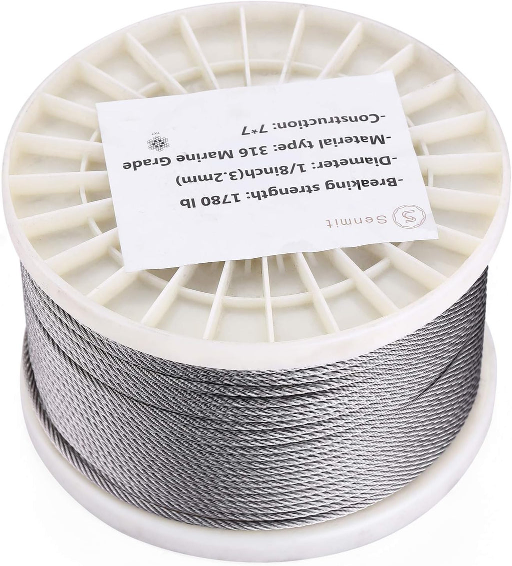 1/8 Stainless Steel Aircraft Wire Rope 7 x 7 400 Feet M28004