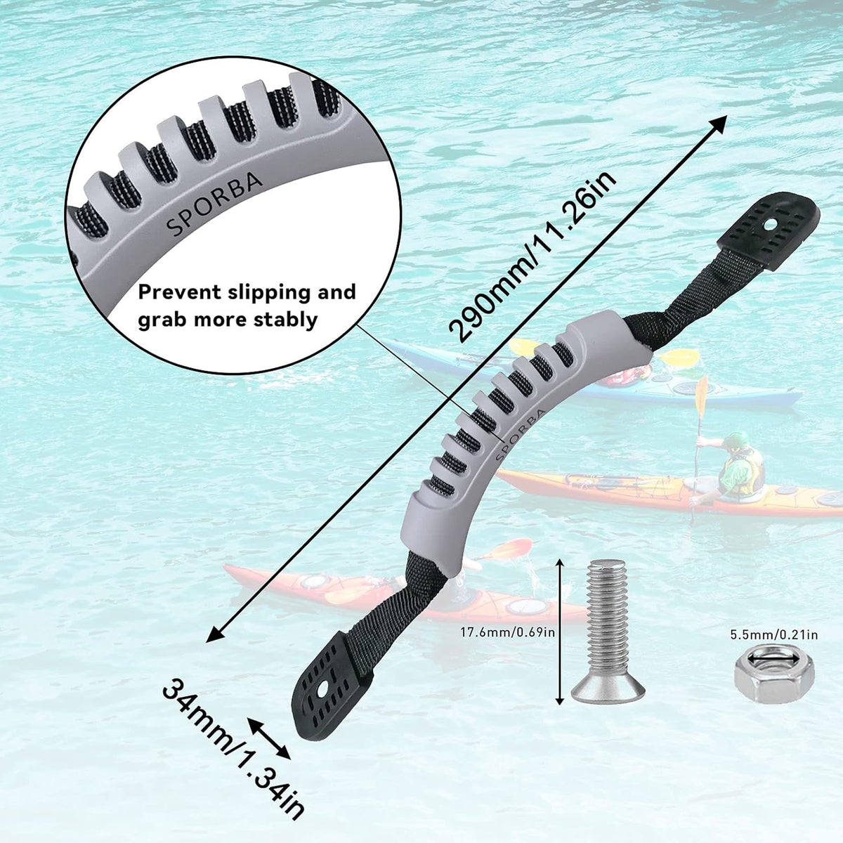 Kayak Carry Handle 4 Pcs with Screws and Plugs Y7643