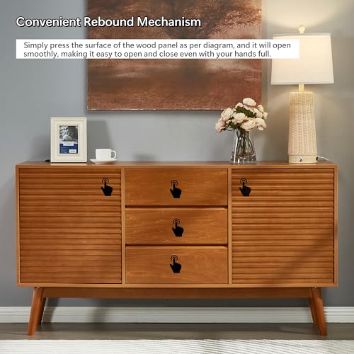 Wooden TV Stand Storage Buffet Cabinet with Adjustable Shelves J3382