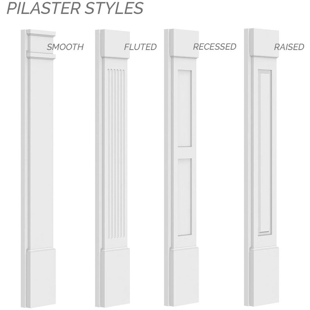 Raised Panel PVC Pilaster with Decorative Capital & Base (Pair) F3411