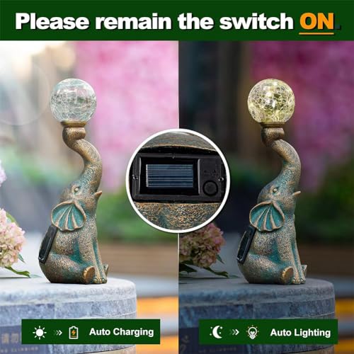 Bronze Solar Elephant Statue Light G131