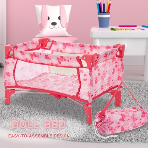 Baby Doll Stroller Bed and Seat Nursery Playset Accessories Furniture Set High Chair Diaper Bag Role Play Deluxe Set I93756