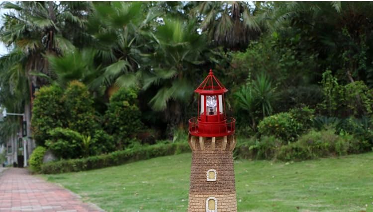 Red Rotating Solar Lighthouse Light, IP65 Waterproof E201
