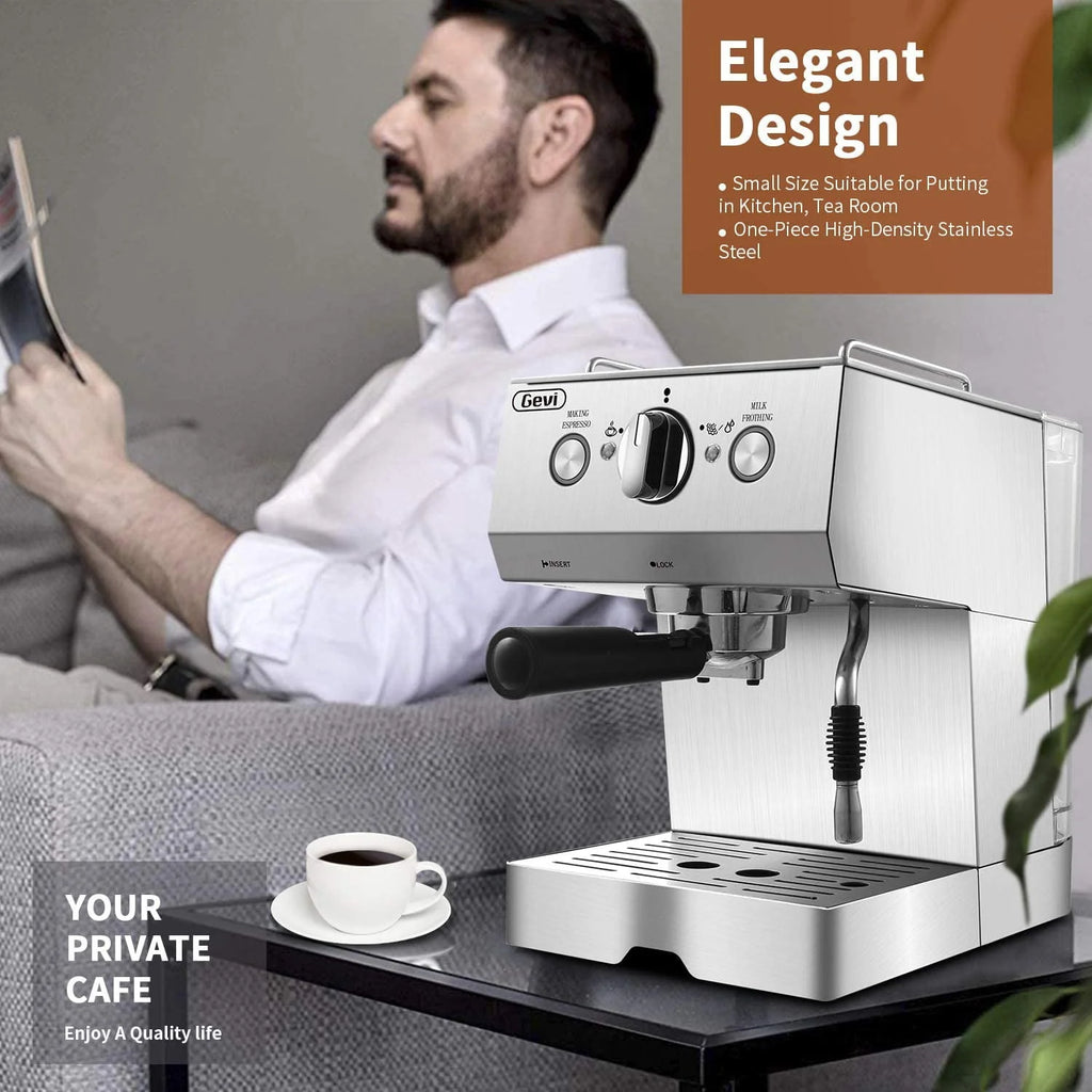Silver Stainless Steel 15 Bar Espresso Machine Z415