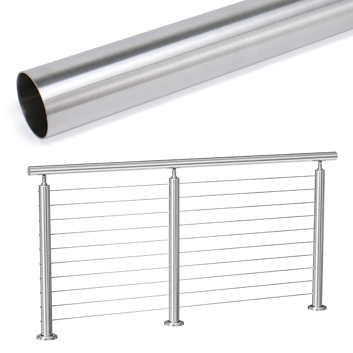 6.6Ft Stainless Steel Handrail for Cable Railing S21974