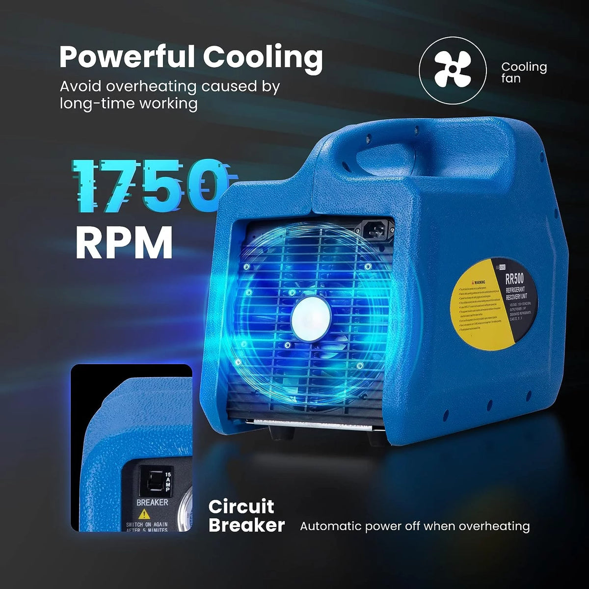 1 HP Dual Cylinder Portable Refrigerant Recovery Machine H5525