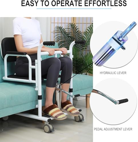 Hydraulic Patient Lift Transfer Chair with 180° Split Seat, Load 440Lbs D2736