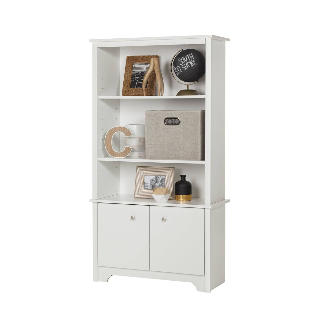 Pure White 3-Shelf Bookcase with Doors A50517