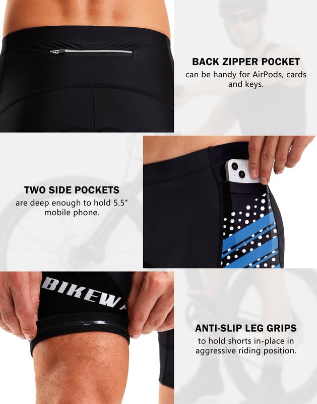 4D Padded Cycling Shorts with Zipper Pockets F367