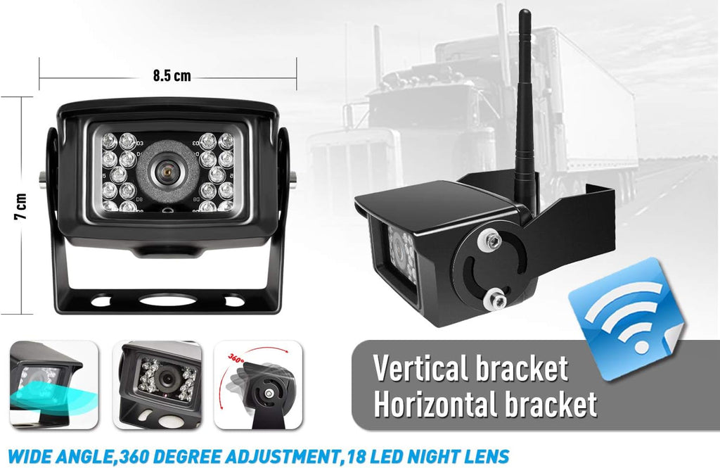 Digital Wireless Backup Camera System Kit IP69 Waterproof 2 Rear View Camera 7'' LCD Dual Split Monitor E7609