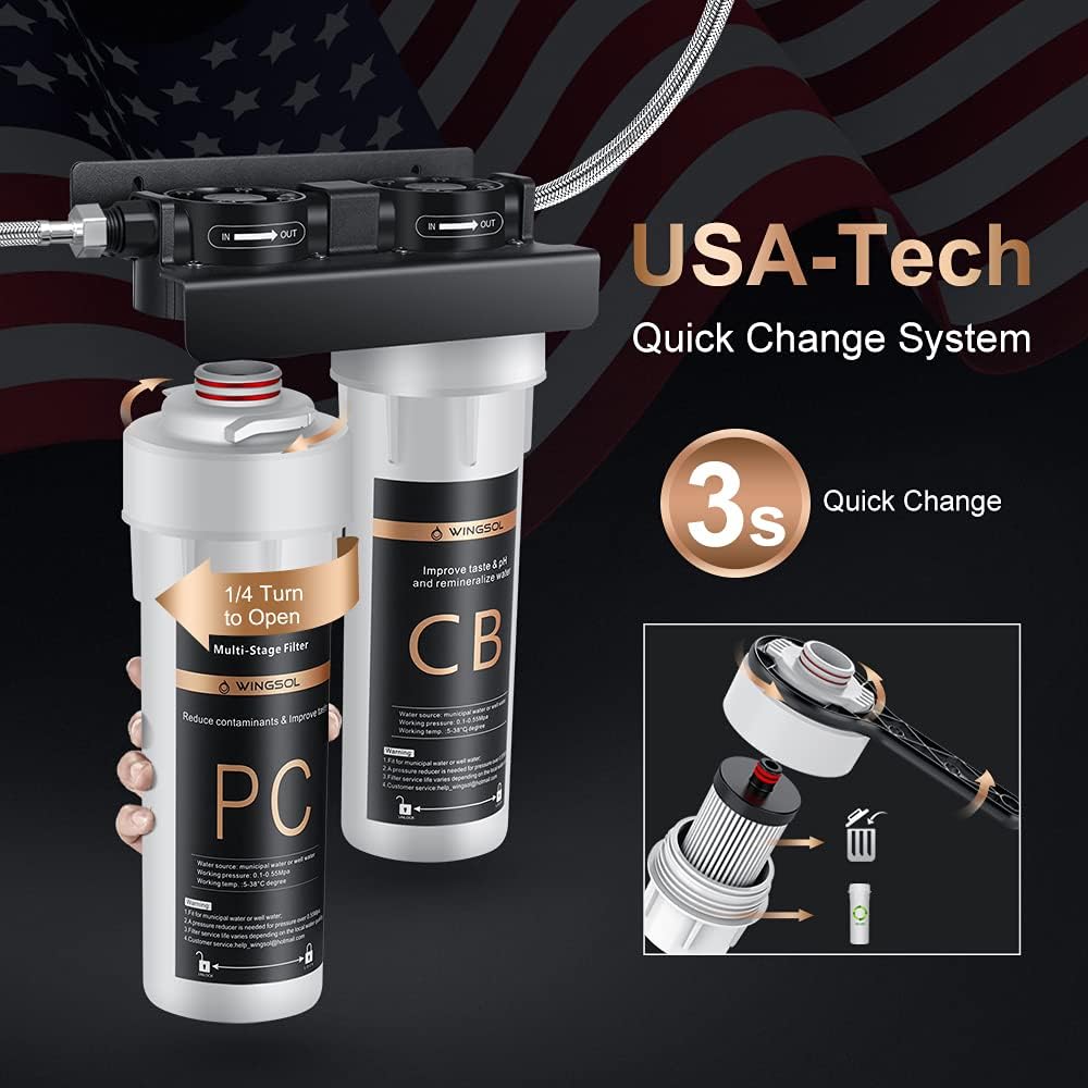 Under Sink Water Filter, NSF/ANSI 53&42, 2-Stage 6-Layer D3054