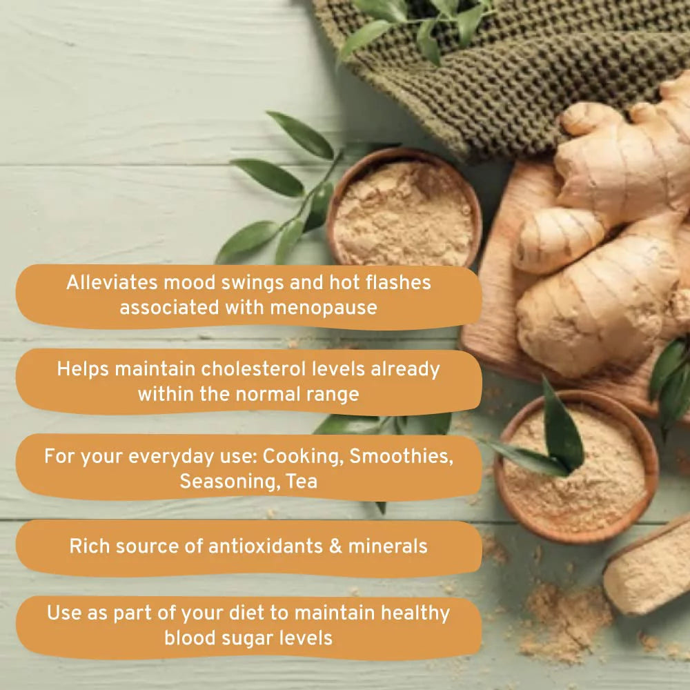 Organic Ginger Powder 454g 100% Raw Ground Ginger Root Powder in Resealable Zip Lock Pouch O64847