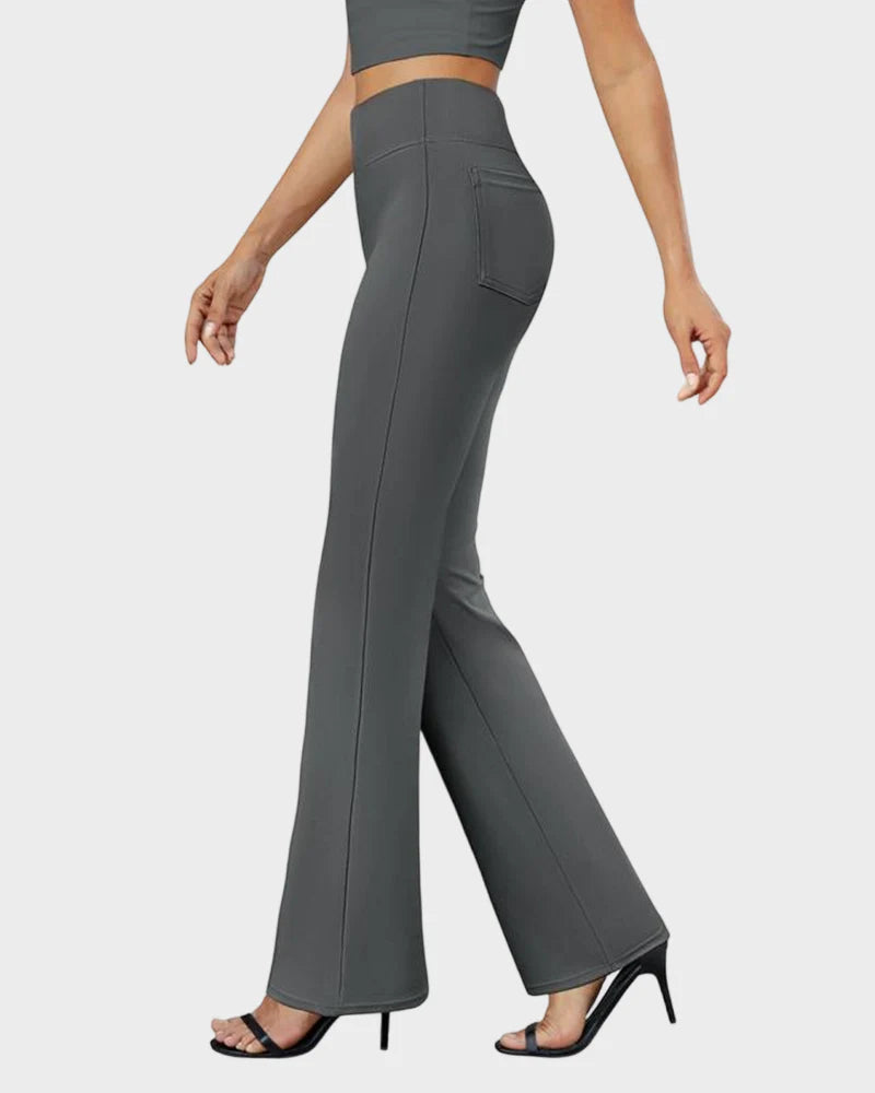 High Waist Bootcut Stretch Trousers E5555