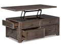 Antique Cream Brown Lift Top Coffee Table with Drawers U321095