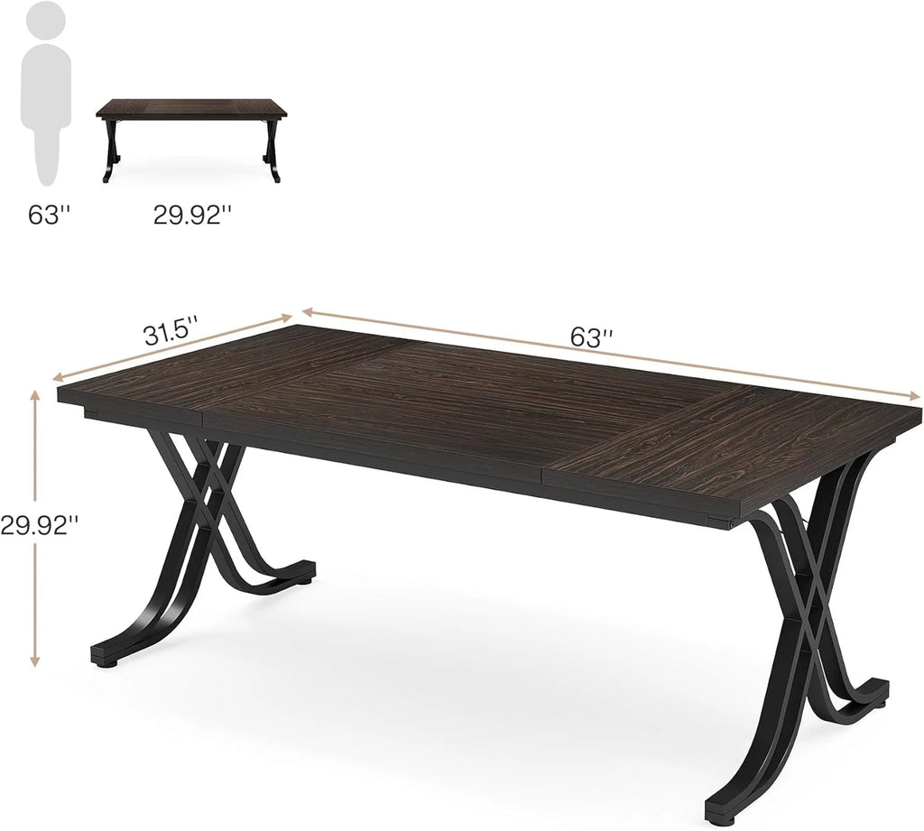 63 inch Dark Walnut Black Dining Table H465