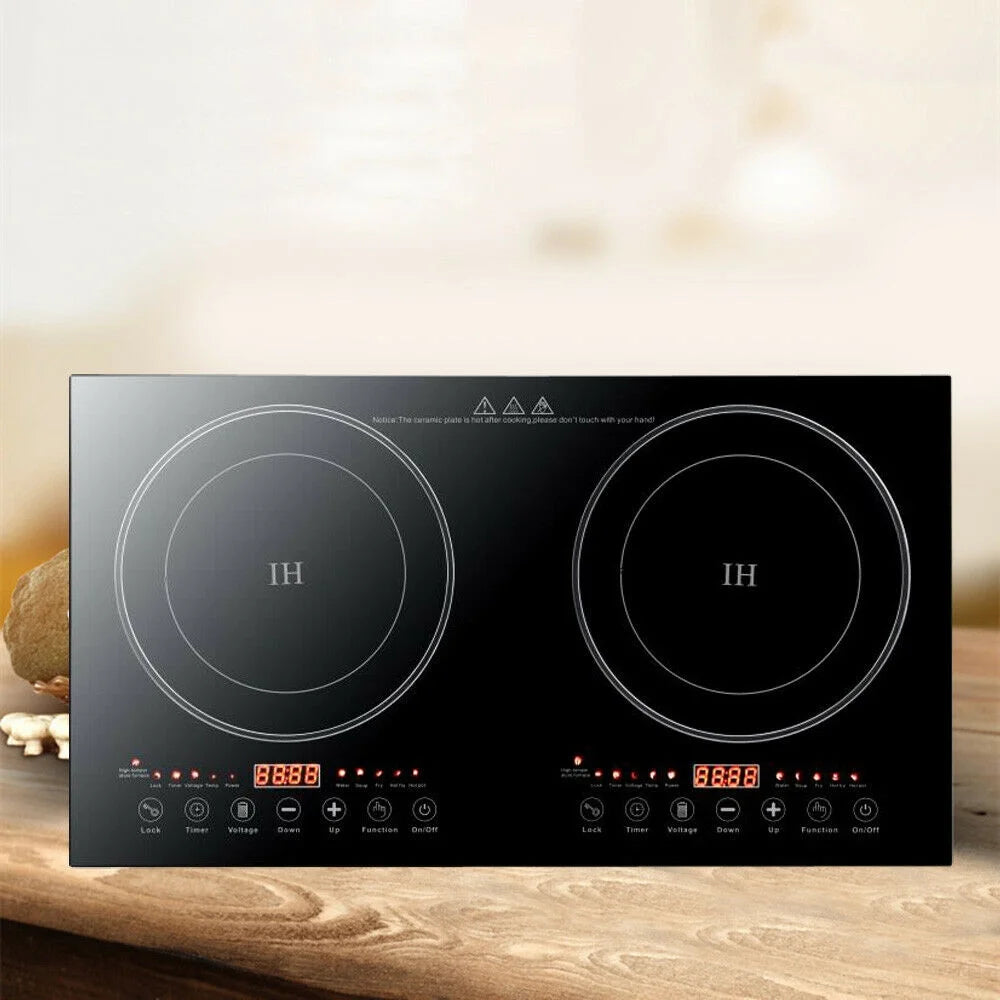 1200W Dual Burners Electric Cooktop Black O897