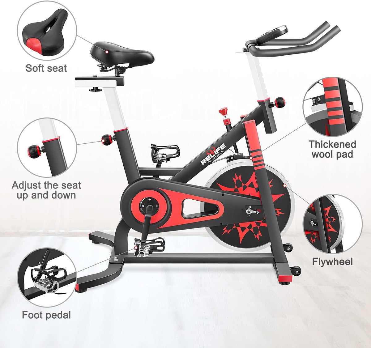 Exercise Bike Indoor Cycling Bike Stationary Bicycle with Resistance Upright Bike H108796