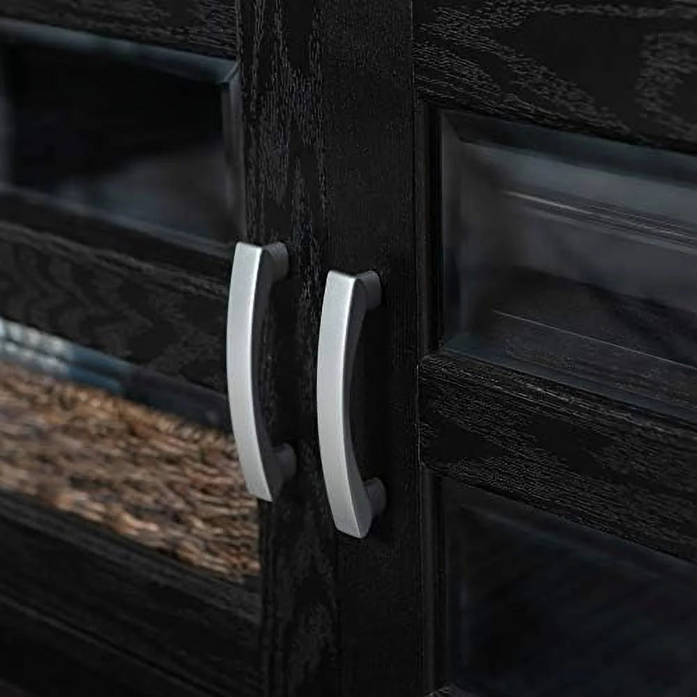 2 Door Corner Wood TV Stand up to 48" 44 Inch Black Y617760