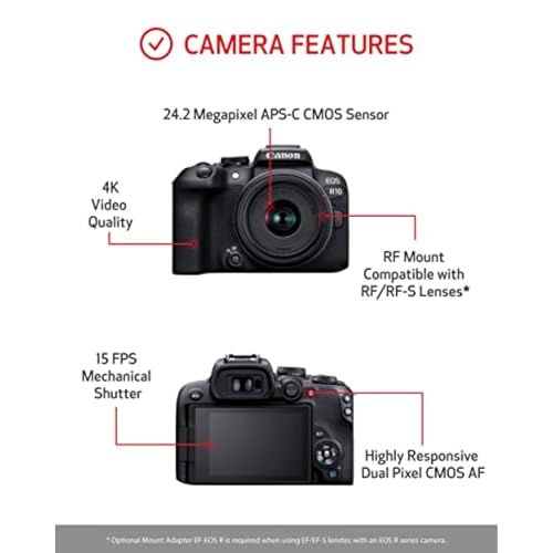 Mirrorless Camera with Lens, Tripod and Microphone, 24.2 Megapixel, 4K Video, Black L532