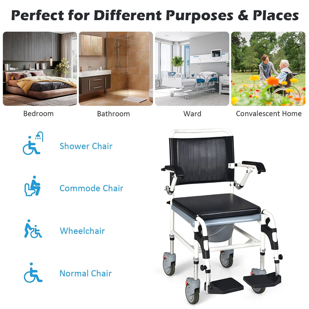 4-in-1 Commode Chair with Detachable Bucket Y1095