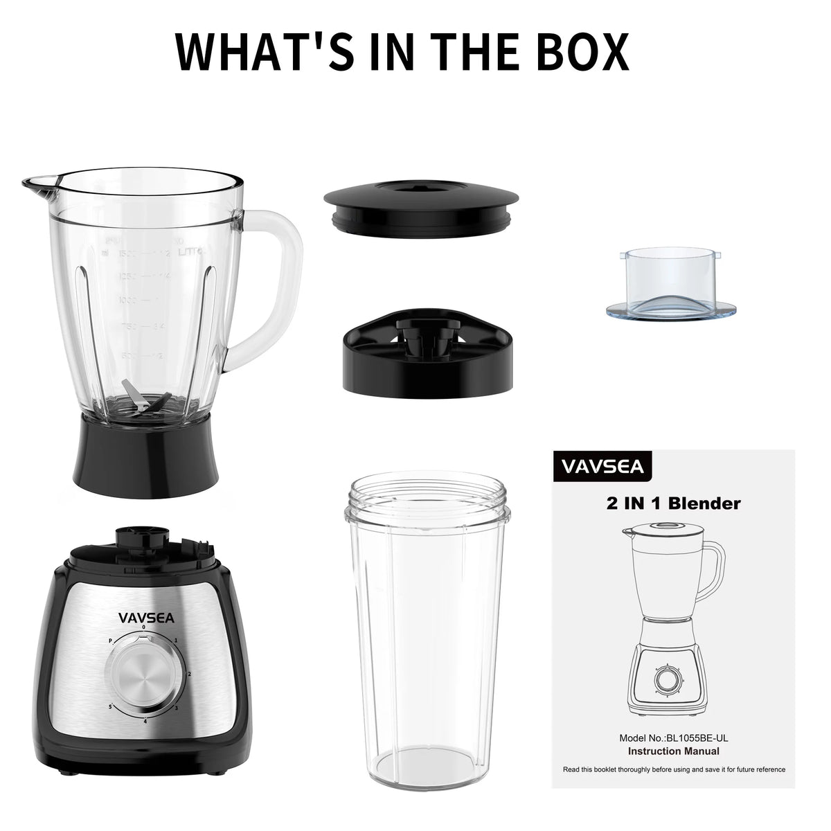 1000W 5 Speed Countertop Blender with 51oz Glass Jar L586