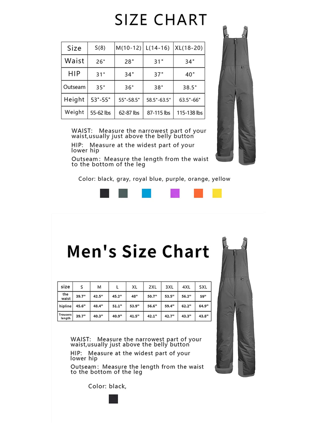 Waterproof Insulated Ski Bibs Overalls for Kids Q82449
