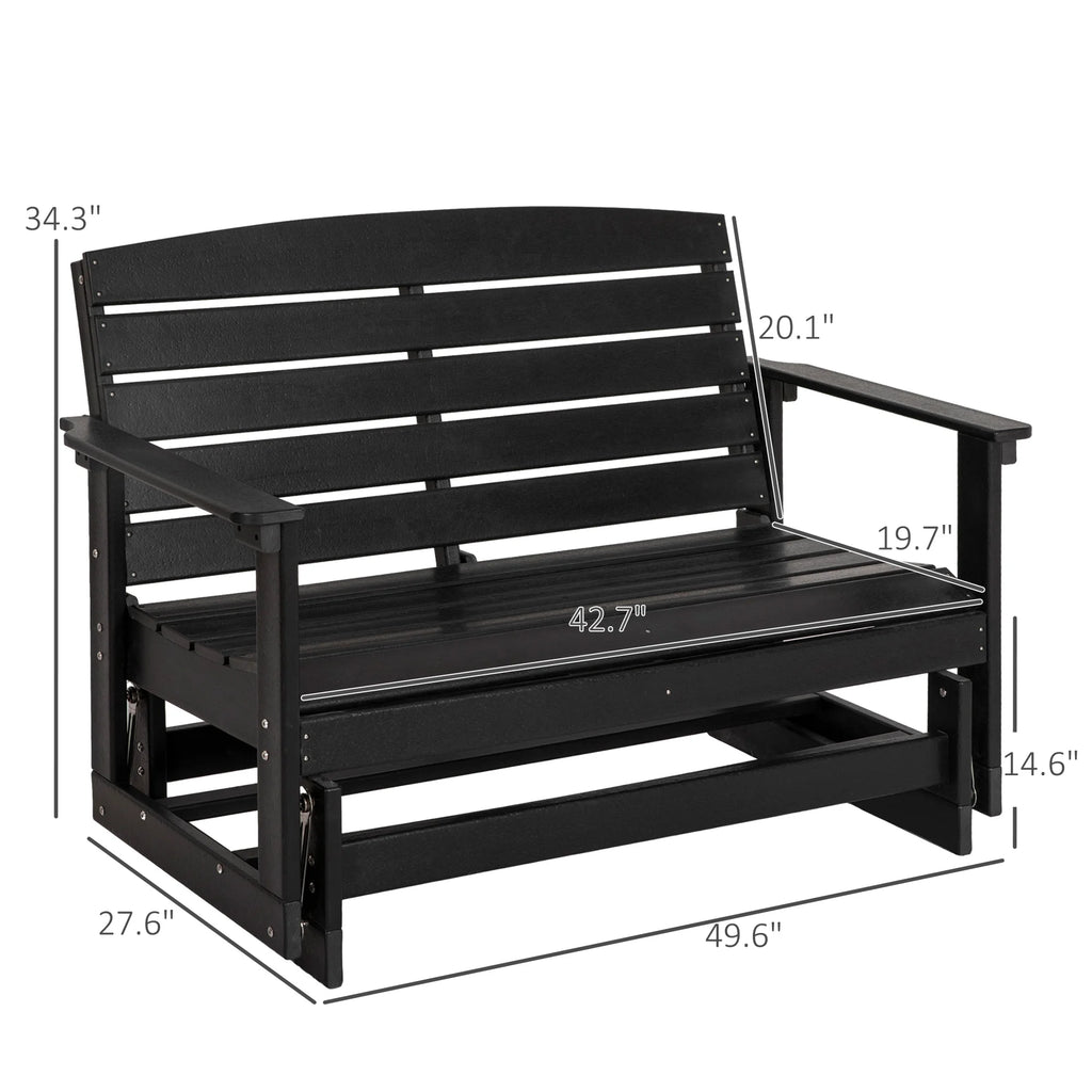 Black HDPE Double Patio Glider Bench S523994