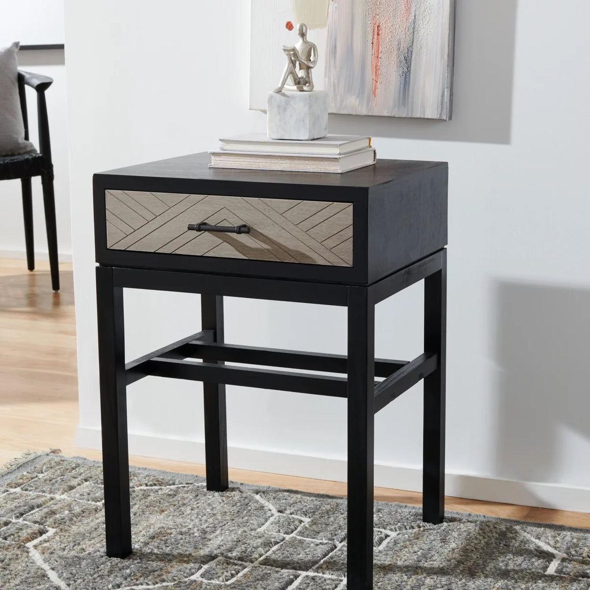 Black 1 Drawer Accent Table R517