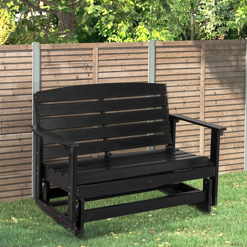 Black HDPE Double Patio Glider Bench S523994