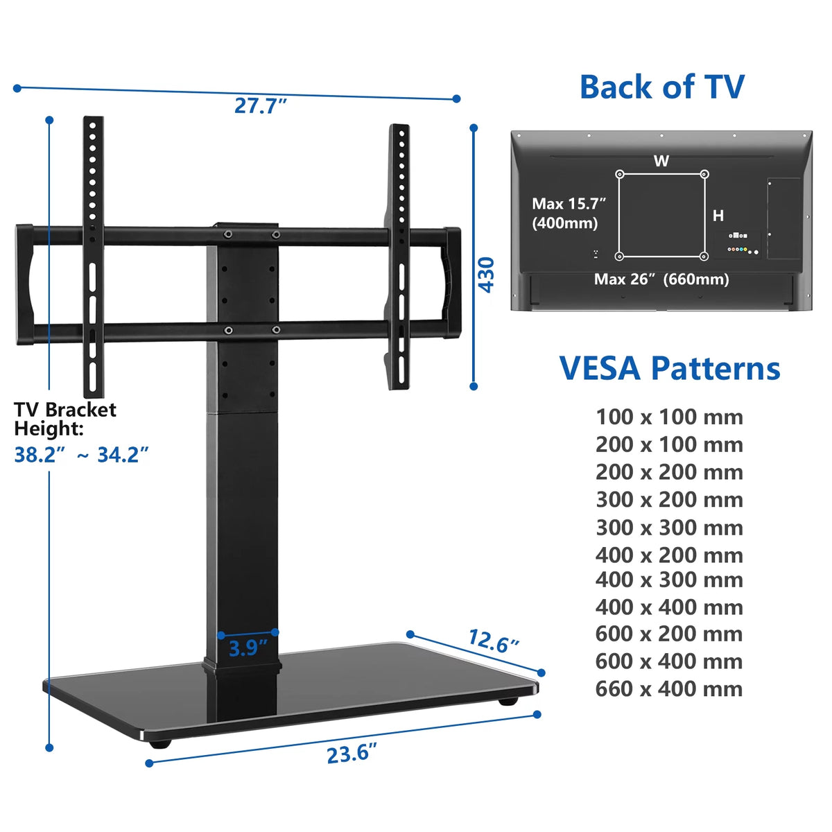 Black Swivel Table Top TV Stand up to 85 inch F452506