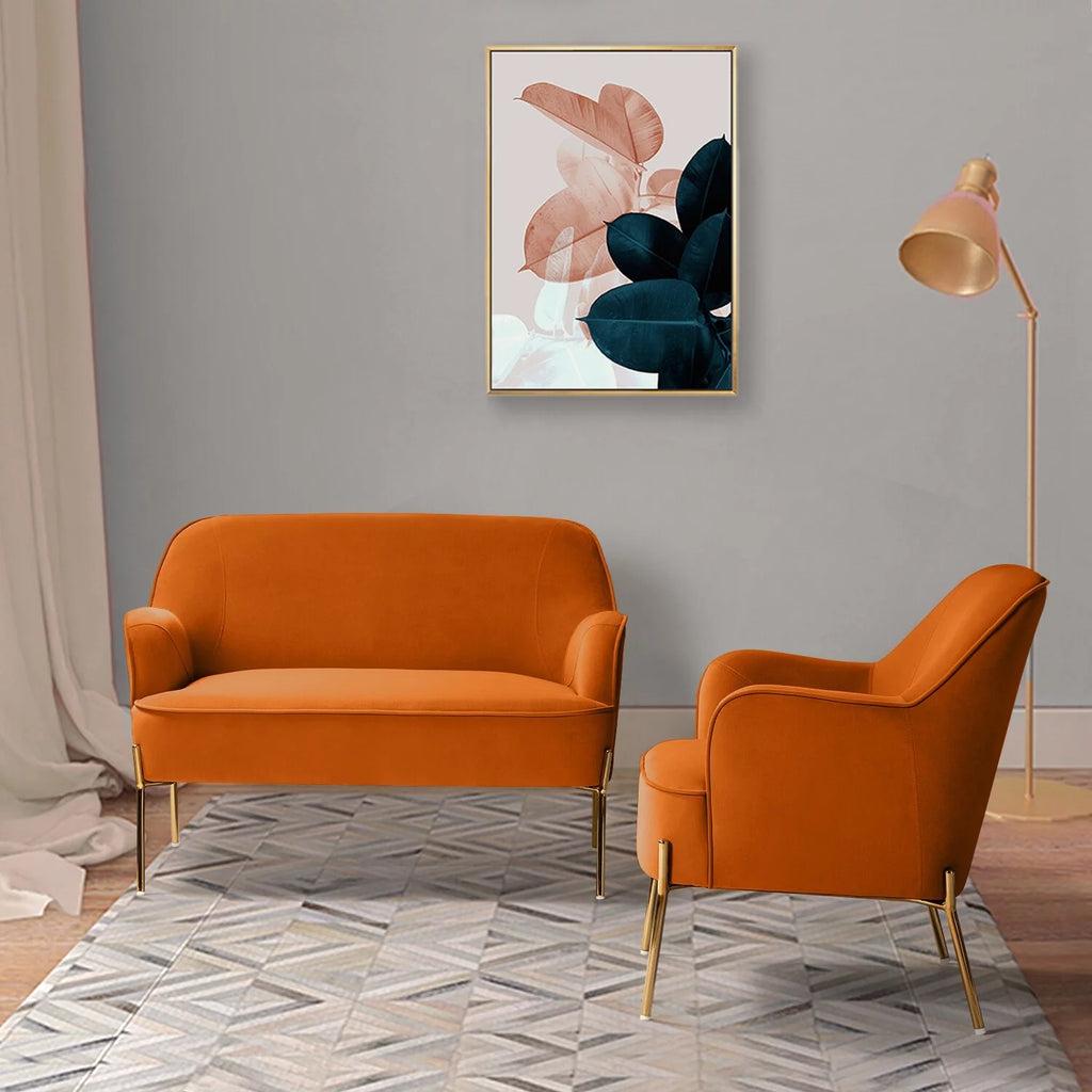 43" Velvet Loveseat Sofa with Metal Legs R3712