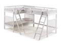 White Twin Over Twin Wood Bunk Bed with Third Bunk Extension L542