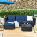 5 Pcs Patio Rattan Furniture Set with Coffee Table U430