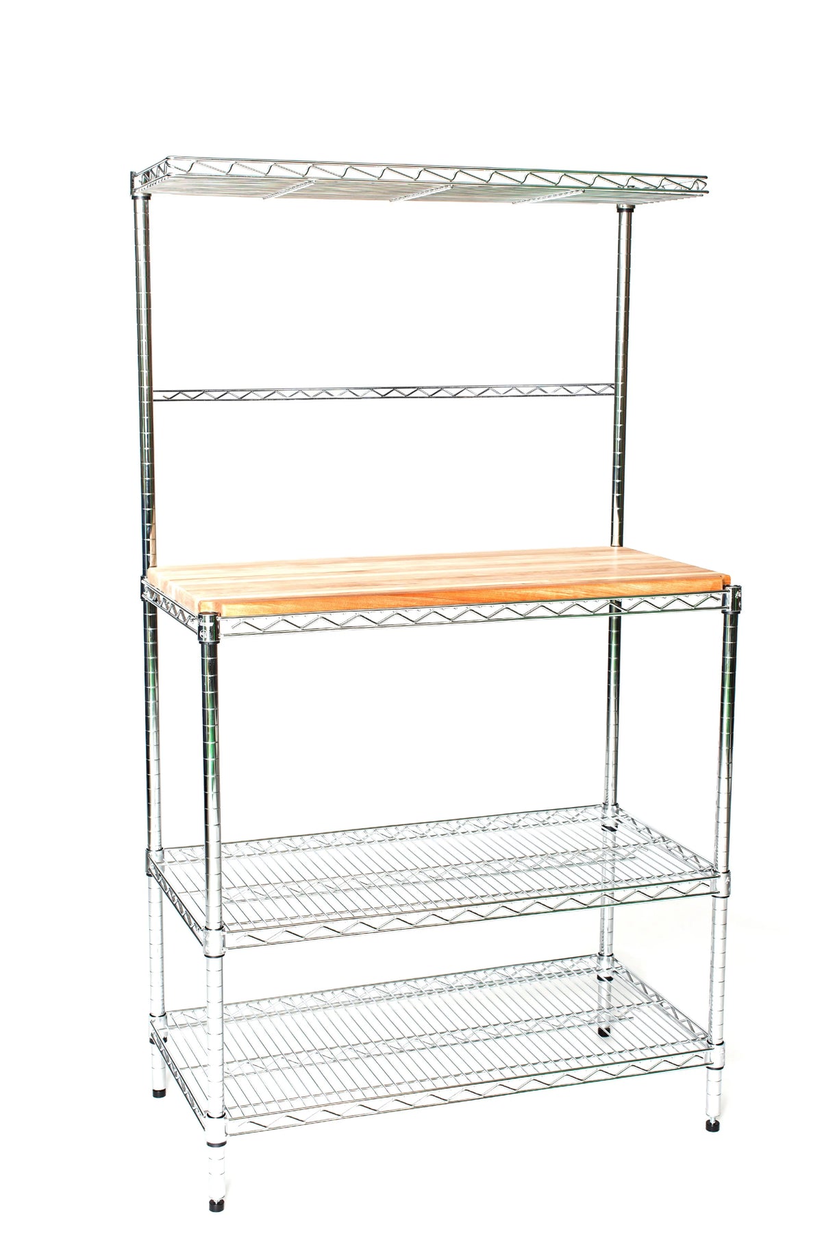 48" Wide Chrome Bakers Rack with Butcher Block W211377