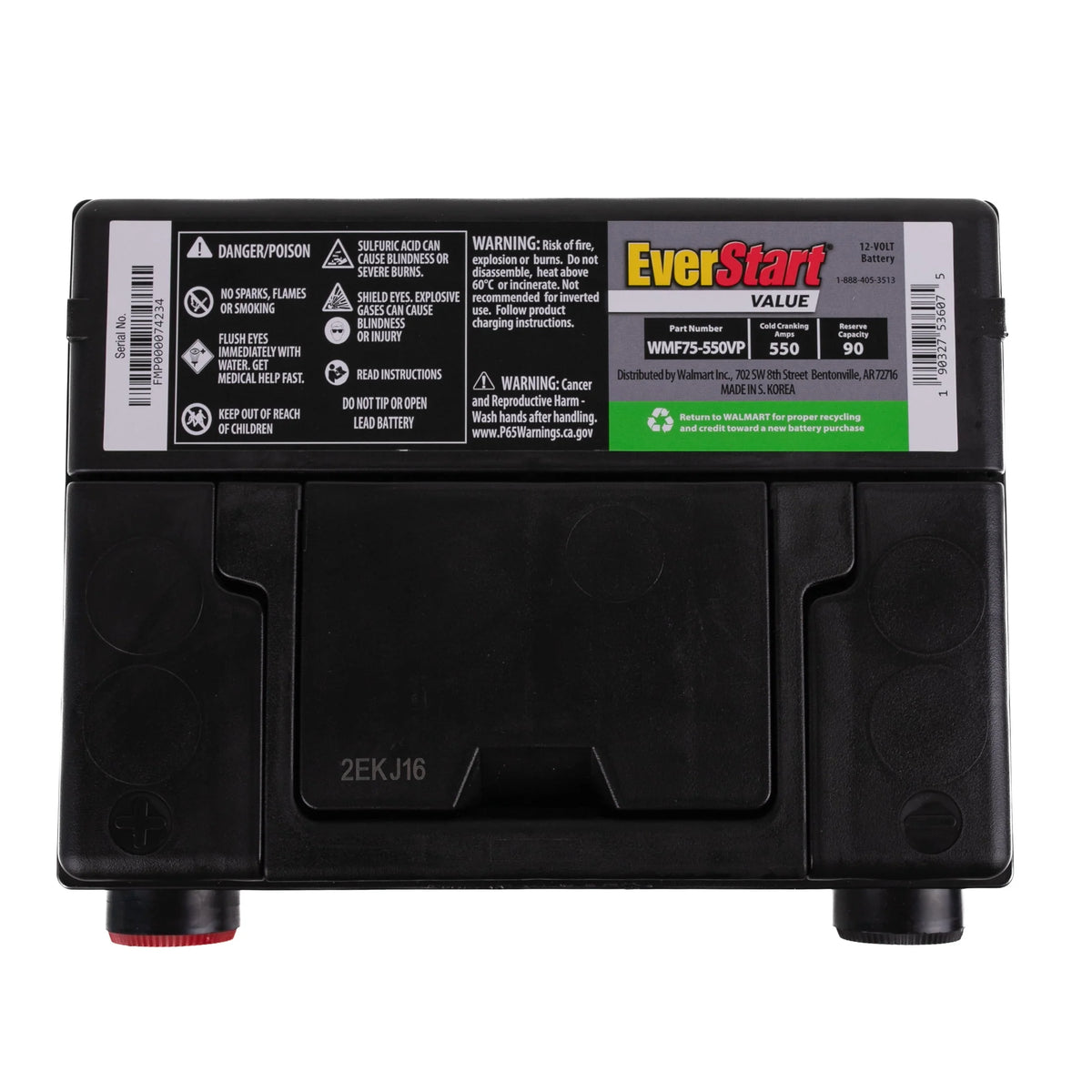 Lead Acid Automotive Battery Group Size 75 12 Volt 550 CCA X659761