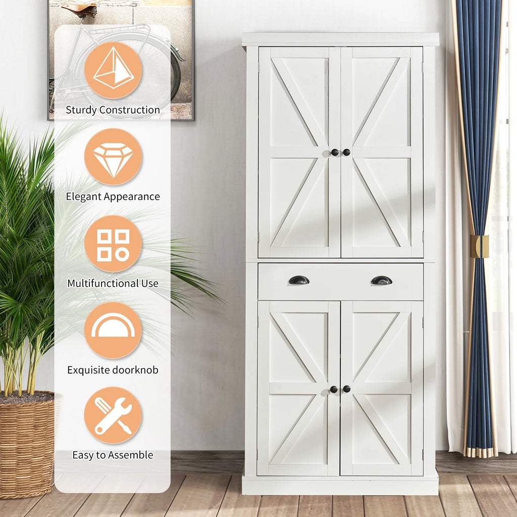 72" White Pantry Storage Cabinet D4118