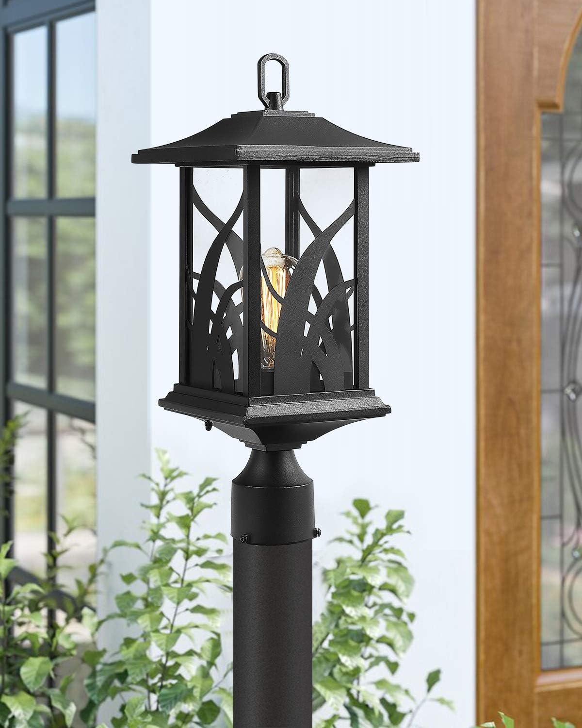 Sand Textured Black Cast Aluminum Outdoor Post Lights with Clear Glass Z193830