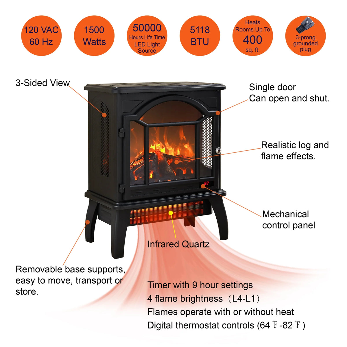 18 inch 3D Infrared Electric Stove with Remote Control Z752131